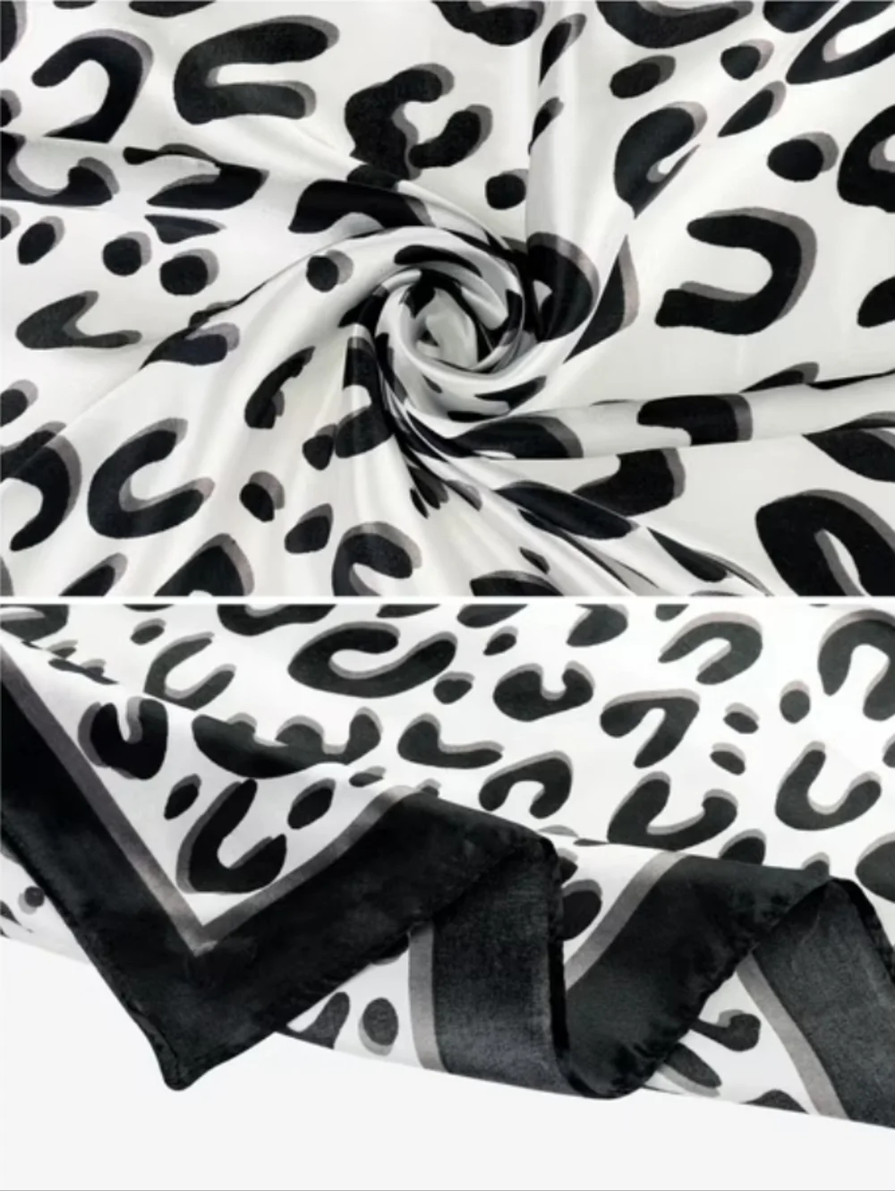 Women Leopard Print Square Satin Scarf, 35" Large Head Wrap Scarves Bandanda - Picture 3 of 4